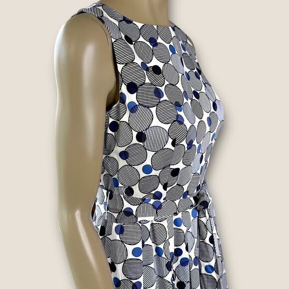 Anne Klein Sleeveless Polka Dot Pleated Fit Flare Tie Belt Sheath Dress Size 6 - Picture 9 of 16